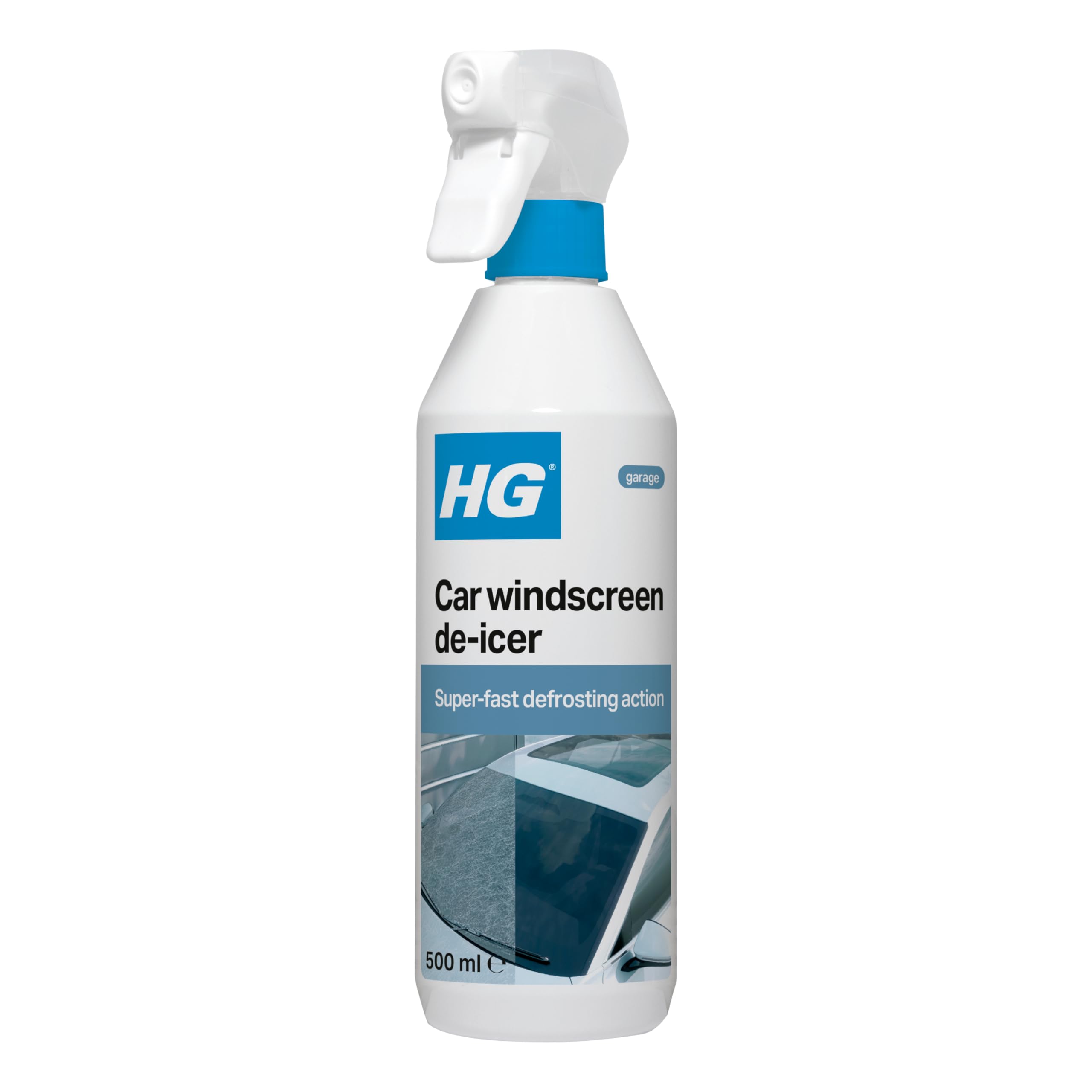 HG Car Windscreen De-Icer Spray, Car Defroster & Winter De Icer Spray for Cars & Vans, No Scraping Needed, Car Deicer Spray Removes Snow, Frost & Ice Fast - 500ml