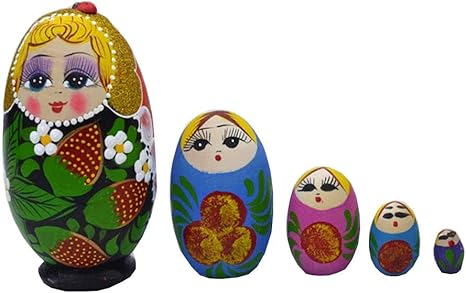 Amazon Co Jp 5ピースマトリョーシカロシアの入れ子人形マトリョーシカスタッキング玩具人形素敵なクリスマスのおもちゃギフト人形マトリョーシカ 人形 C ホーム キッチン
