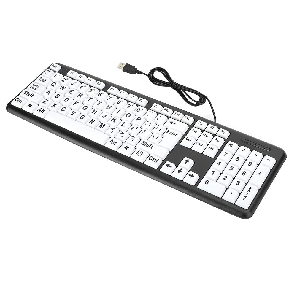 Old People Keyboard Large Print Keys Keyboard Low Vision Keyboard USB Wired Keyboard(Black)