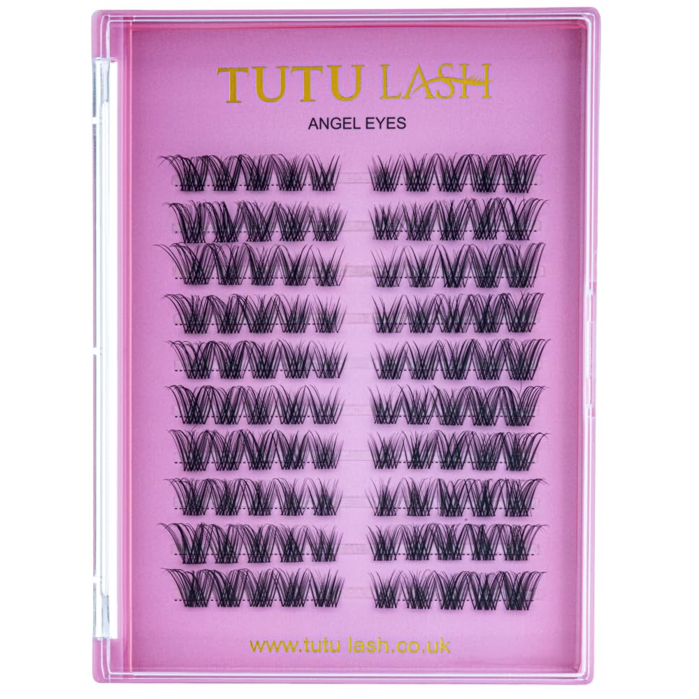 TUTU LASH DIY Cluster Lashes ANGEL EYES 100 x cluster lashes self application easy to apply lashes lash cluster box re-usable vegan (Angel Eyes XL SIZE Cluster Lash Tray)