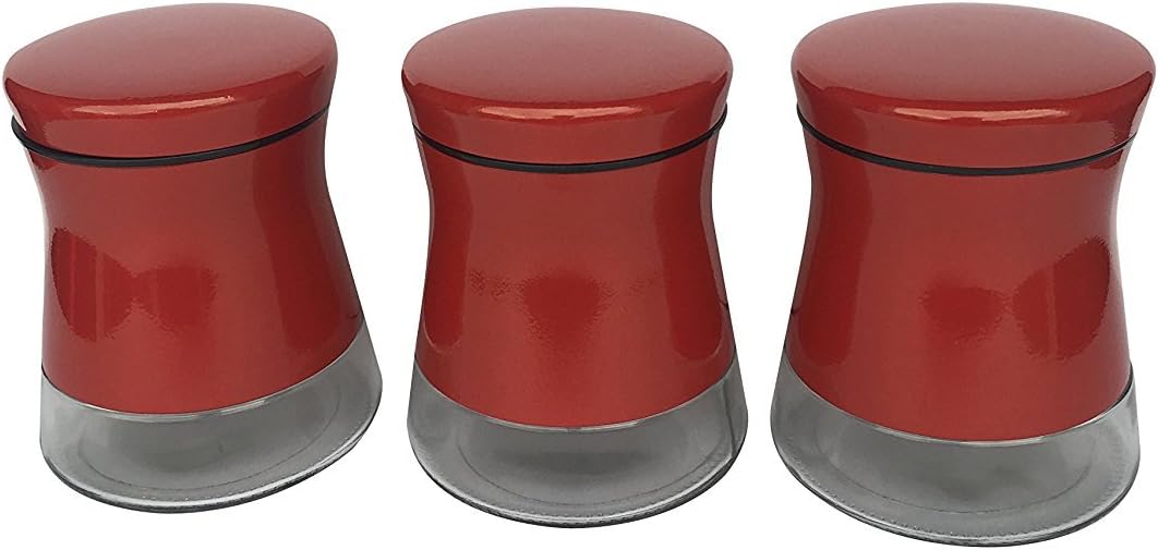 Cucina Mia Coffee Tea Sugar Storage Canister Jars Set Red