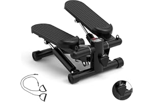 Idffdvw Stair Stepper for Exercise, Mini Steppers with Resistance Band, Hydraulic Fitness Stepper Exercise Home Workout Equipment for Full Body Workout, 330lbs Weight Capacity