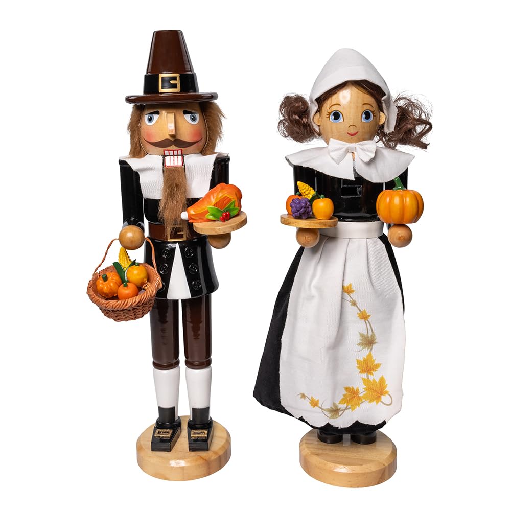 Photo 1 of *** SET OF 1 *** Kurt Adler 15 Inch Pilgrim Man & Woman Nutcracker 2 Piece Set