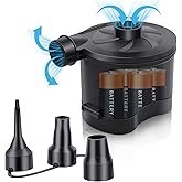 3T6B Electric Air Pump for Inflatables, Battery Powered Wireless Air Pump for Mattress with 3 Nozzles, Quick-Fill Blower Inflator/Deflator for Outdoor Camping, Air Mattress, Inflatable Couch, Pool Toy