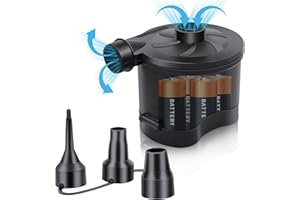 3T6B Electric Air Pump for Inflatables, Battery Powered Wireless Air Pump for Mattress with 3 Nozzles, Quick-Fill Blower Inflator/Deflator for Outdoor Camping, Air Mattress, Inflatable Couch, Pool Toy