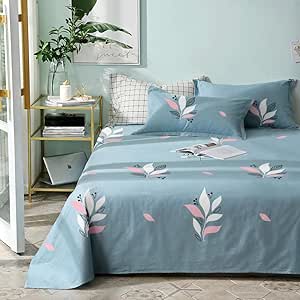 XIANNV Sábanas Planas de algodón 100% King Size sábanas de Flores