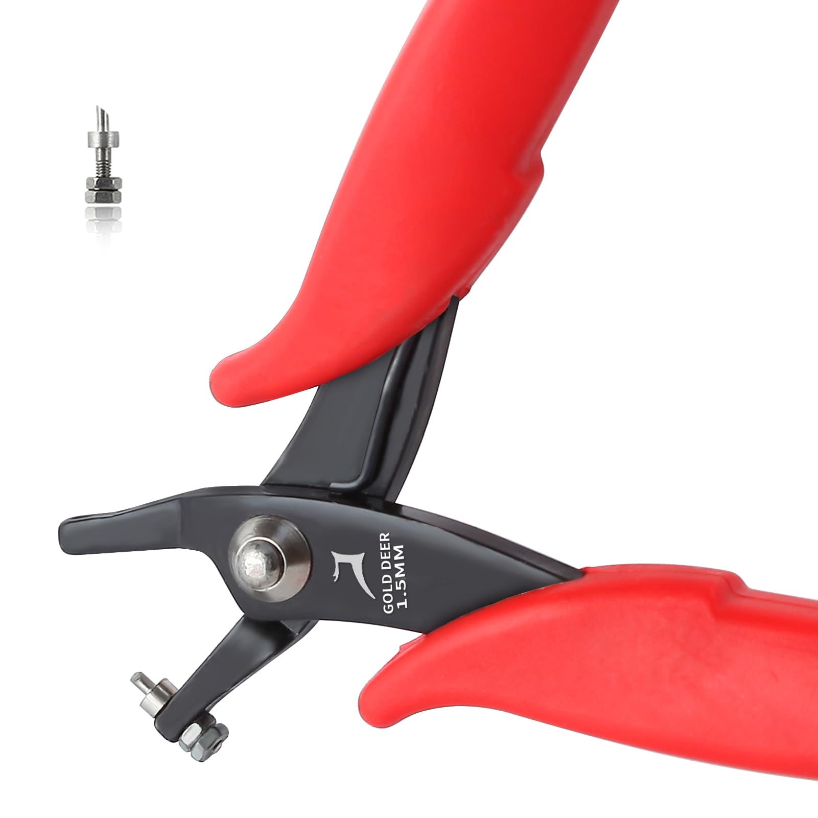 GOLD DEER 1.5mm Short-Jaw Metal Hole Punch Pliers With Replacement Pin - Precision Fine Tool for Soft Metals, Sheet Jewelry Making