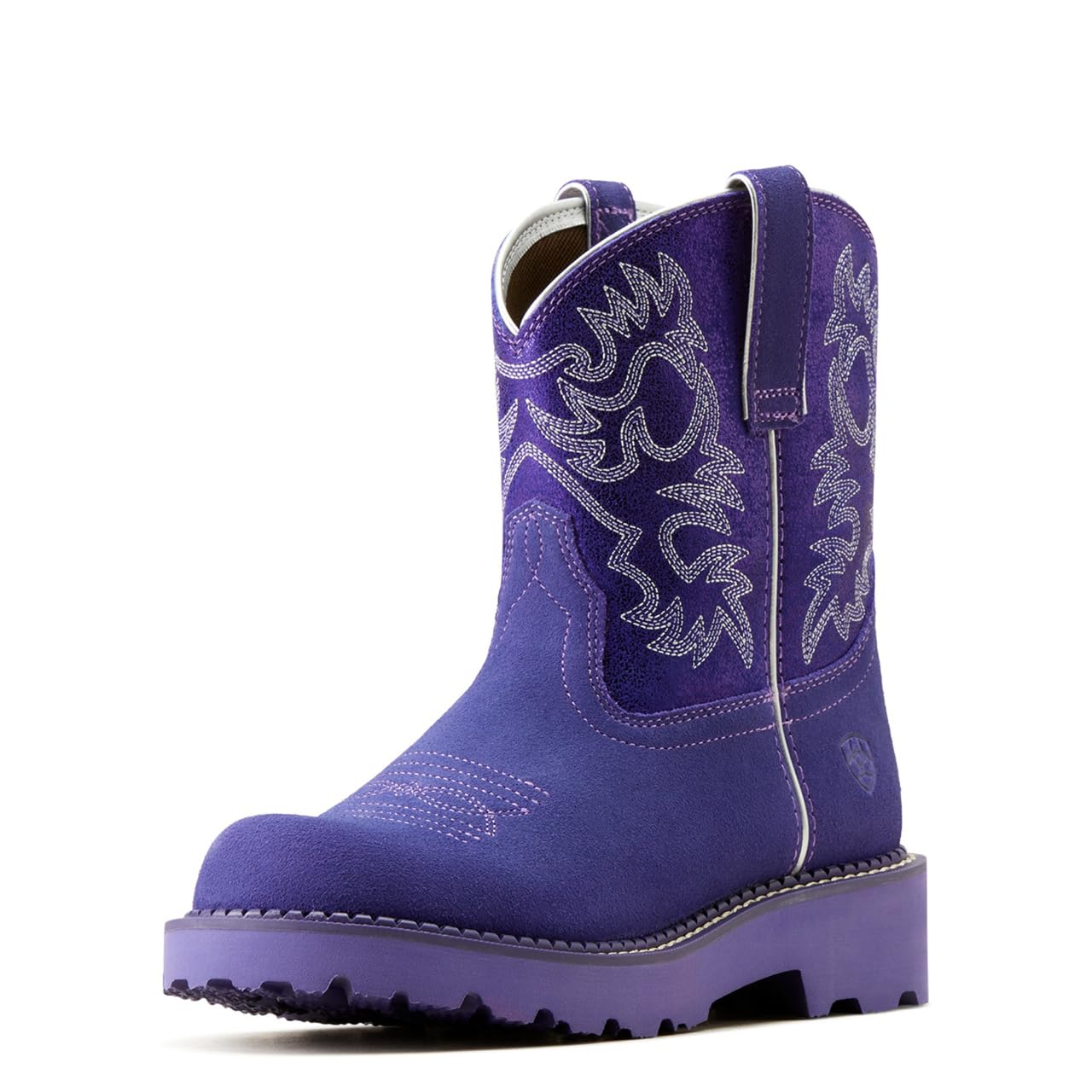 ARIAT Women's Fatbaby Western Boot, Purple Metallic/Violet Suede, 6 Wide Image