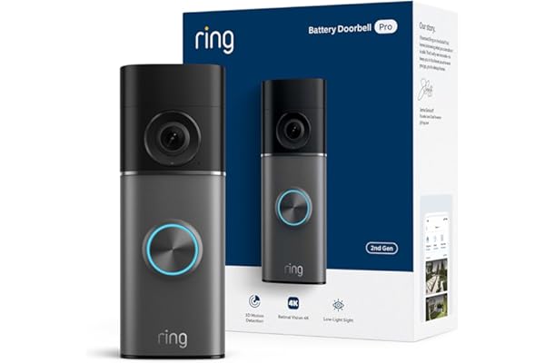 Ring Battery Doorbell Pro (newest model), Retinal 4K with wide-angle video, up to 10x Enhanced Zoom, Night Vision, and Quick Release Ultra Battery Pack, Deep Silver