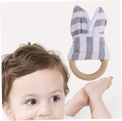 Amazon Co Jp 自然ブナの木のウサギの耳の有機おしゃぶりおもちゃリング歯が生える赤ちゃんの歯がため歯ベークライトウサギの耳 ホーム キッチン