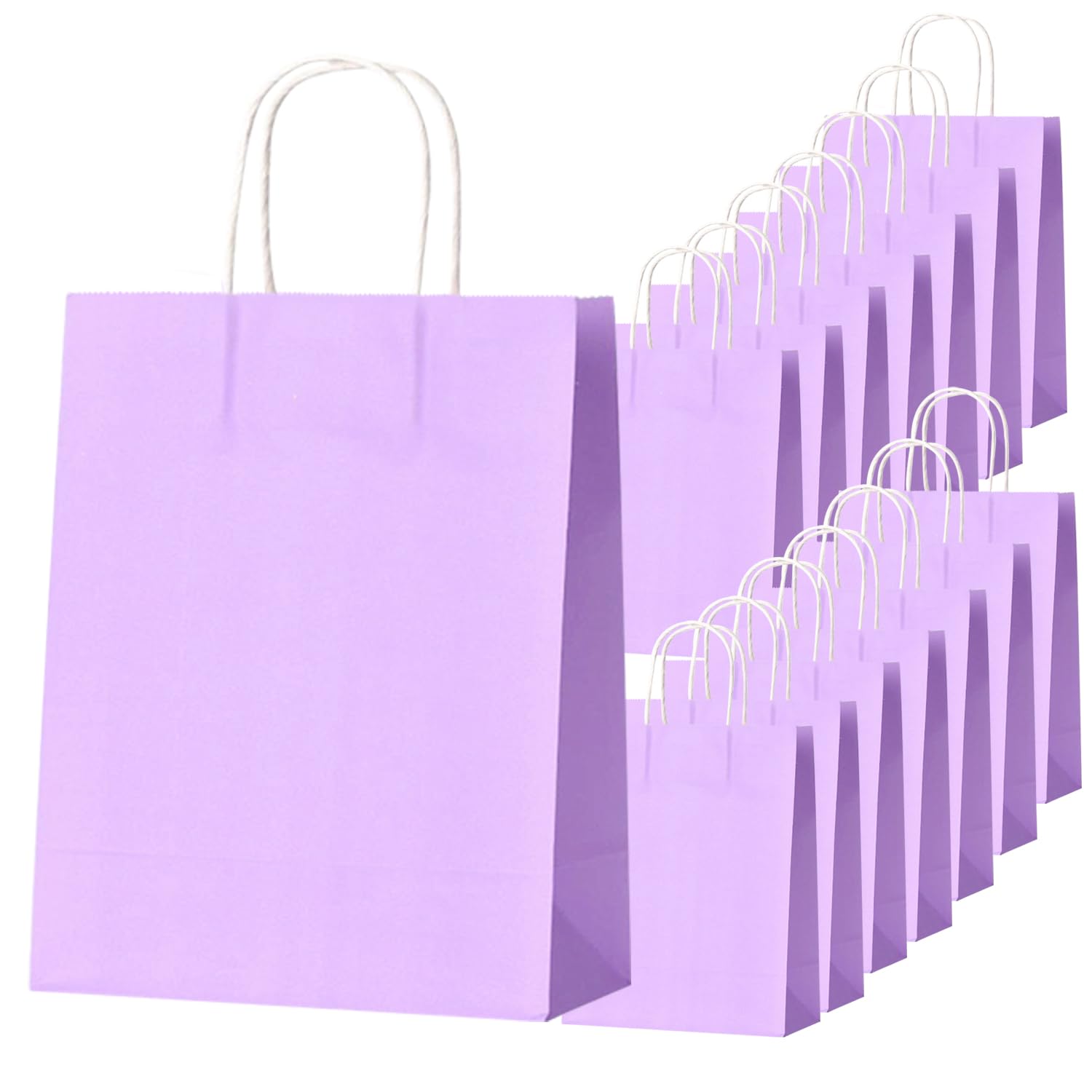 30 Pcs Gift Bags, TACHIO Paper Bags for Presents, Party Bags with Handles, Candy Bags Carrier Bags for Kid Parties, Birthday, Wedding - 5.9 x 3.15 x 8.26 inches (Light Purple)