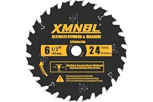 XMNBL 6-1/2 Inch Circular Saw Blade 24 Teeth,6-1/2 Saw Frame Ultra Fine Finish Circular Saw Blade,Compatible with for DEWALT,Makita,Skil Circular Saw,for Cutting Lumber,Plywood Material,5/8 Inch Arbor