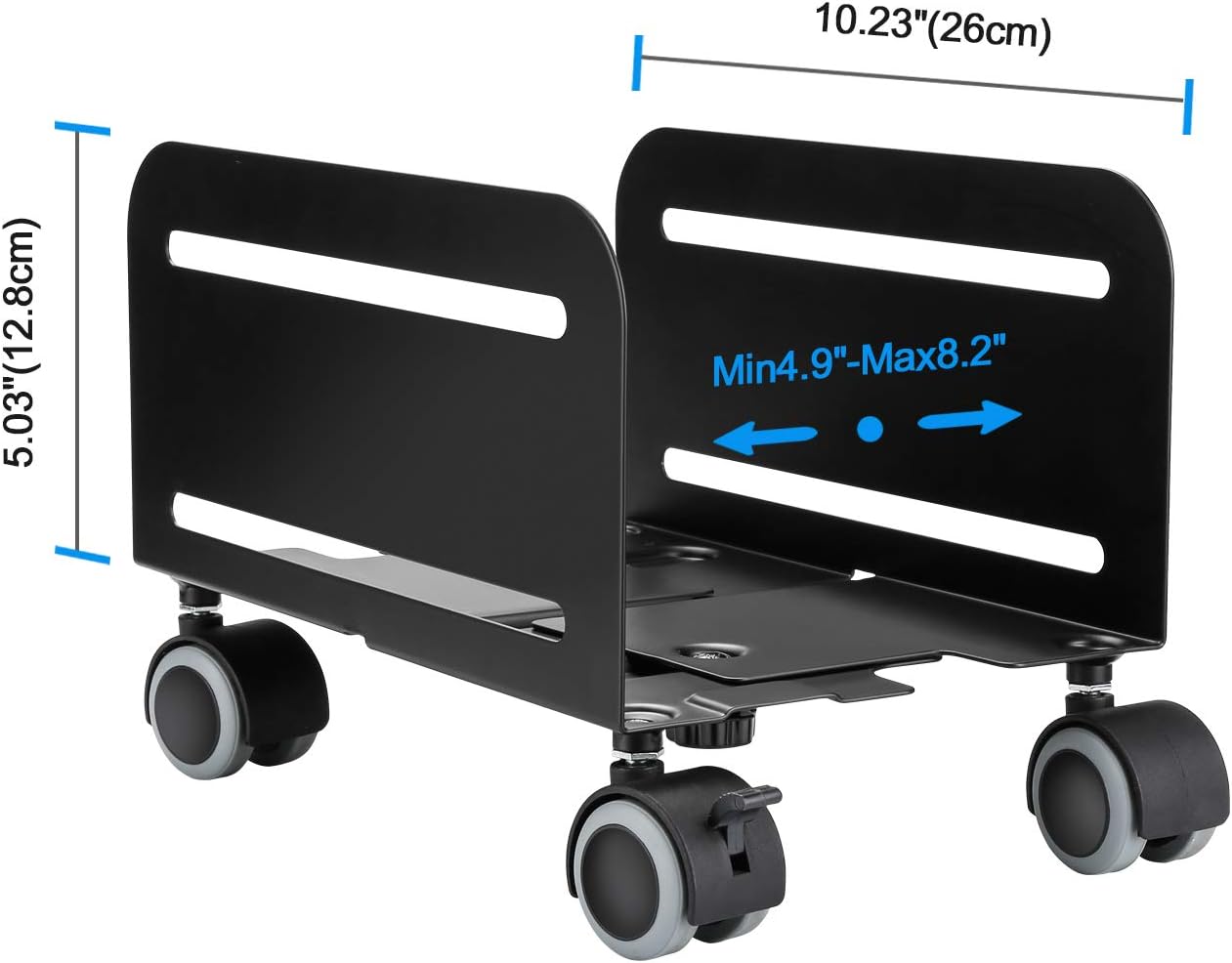 CPU Stand, Computer Tower Stand with 2 Locking Wheels and 2 Caster Wheels, UPC Steel Rolling Stand Computer Stand for Desktop Tower (Black) : Office Products