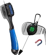 FINGER TEN Golf Club Cleaner Brush Navy with Magnetic Clip Dual Head
