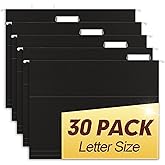 HERKKA Hanging File Folders, 30 Pack Reinforced Letter Size Hanging Folders, Designed for Bulky Files, Filing Cabinet, 1/5-Cut Adjustable Tabs (Black)