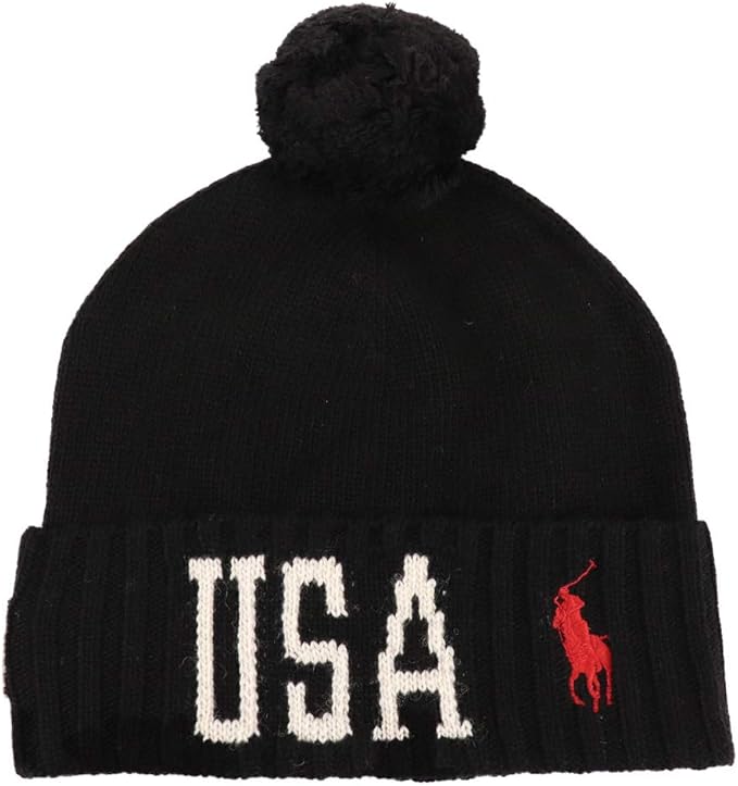 Amazon ラルフローレン Usa ボンボン ニット帽 ニットキャップ 星条旗 ポンポン ブラック 黒 並行輸入品 ニット 通販