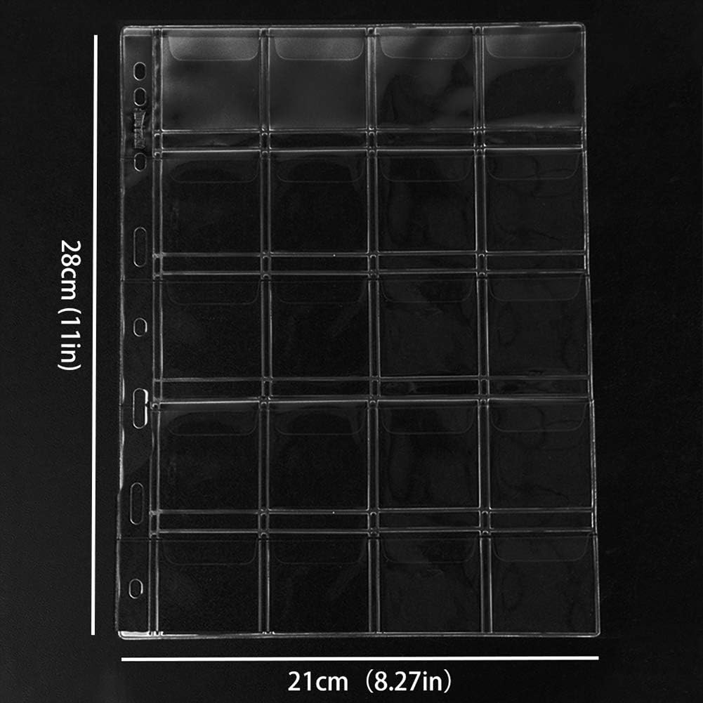 Uncle Paul 200 Pocket Coin Pages - 20 Grids/Page Plastic Coin Holders Stamp Protector Collecting Supplies 10 Sheets CS03020 - Image 4