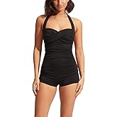 Seafolly Twist Front Soft Cup Boyleg One Piece Swimsuit