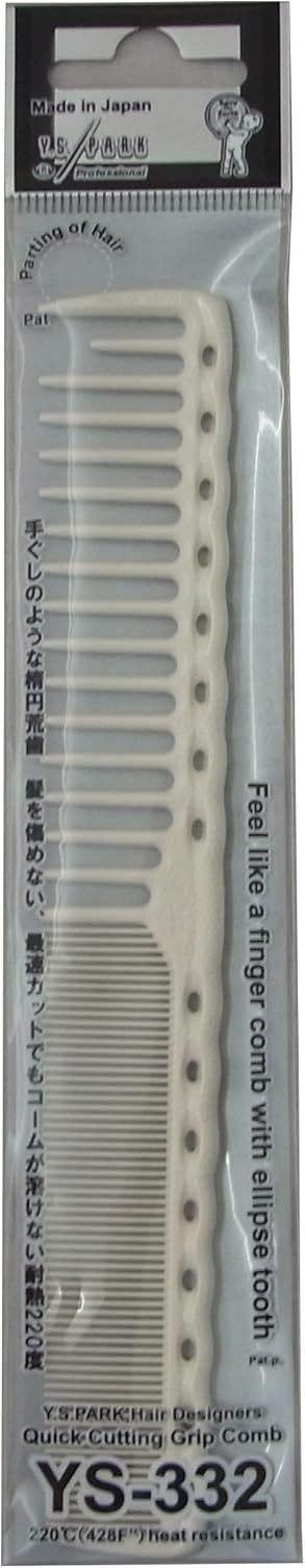 YS Park 332 Quick Cutting Grip Comb - White by Y.S.Park, 185 mm