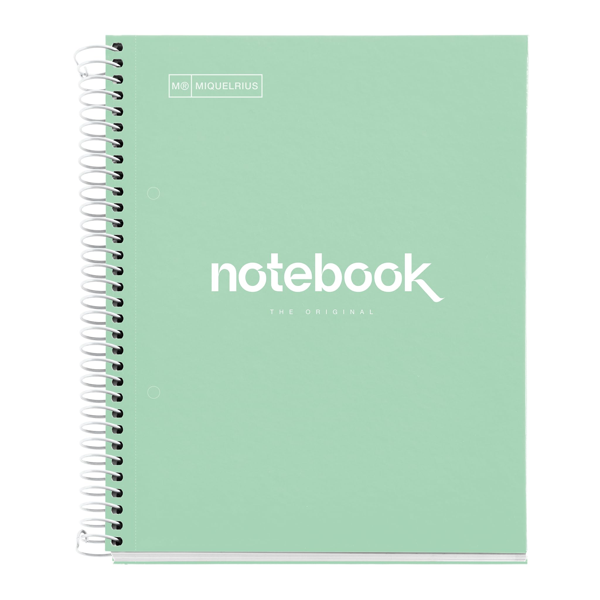 MIQUELRIUS - Notebook A5 dots Notebook - 1 Coloured Strip, 80 Sheets Lined with dots (dots), 90 g Micro-Perforated Paper with 2 Rings for 2 Rings, Cardboard Cover, Colour Mint