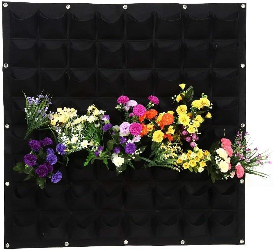 Farbe : Schwarz 64 Taschen Pflanztaschen Wandbehang Gartenarbeit
