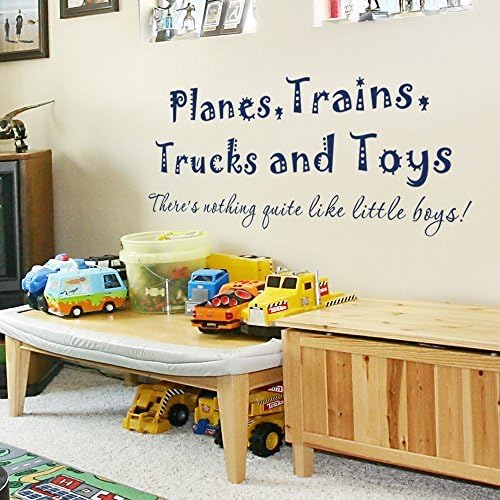 Edwiin Jackson Boy Wall Art Decal Walls - Planes Trains Trucks and Toys Nothing Quite Like Little Boys Vinyl Wall Art Decal Wall Quote for Boy Baby Nursery (46x17 King Blue)