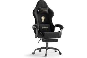 Ferghana Velvet Fabric Gaming Chair, High Back Ergonomic Gamer Chair for Adult, Comfortable Video Game Chair with Footrest and Massage Lumbar Cushion, Racing Reclining Office Computer Desk Chair Black