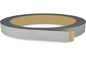 UNMAR Brushed Silver PVC 1/2 inch x 25 ft Edge Banding Peel Stick Tape Adhesive Metal Edging Veneer Aluminum Trim Flexible Strip Molding Mdf Wood Cabinet Laminate Shelf Furniture Countertop Formica Plywood