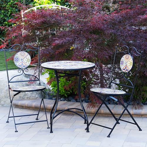 Alpine Corporation Indoor/Outdoor Mediterranean Tile Design Set Table and Chair…