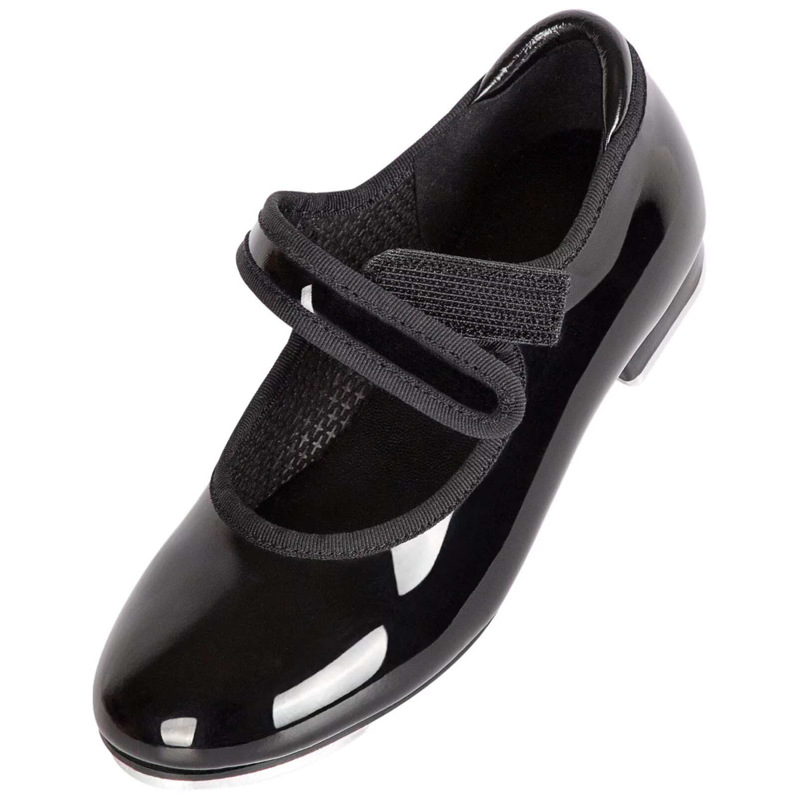 Photo 1 of Asyusyu Tap Shoes for Girls & Toddler Girls | Easy Strap Black/Tan Dance Shoes | PU Leather Practice & Stage Shoes (Toddler/Little Kid/Big Kid Sizes 5-13) Black,2,Little Kid