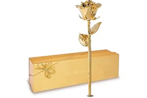 Forever Rose 24K Gold Dipped Real Rose – Handmade, Long-Lasting Preserved Flower in Gold Gift Box – Romantic Gift for Anniversary, Valentine's Day, Mother's Day, Birthday, Wedding, Wife, Girlfriend