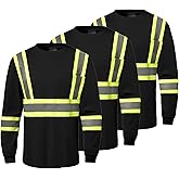 fortresswear High Visibility Safety Shirts for Men, Hi Vis Class 3 Long Sleeve Reflective Construction Shirts