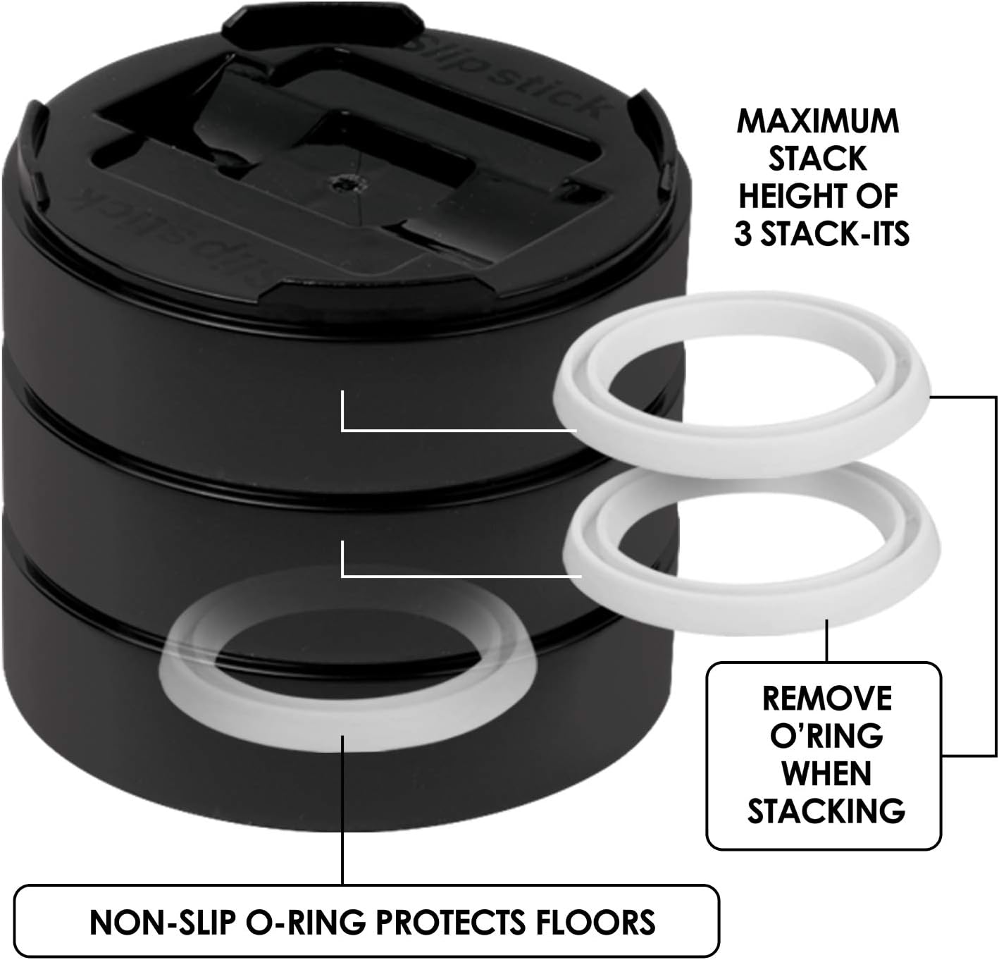 Slipstick CB657 Stack-Its 1 Inch Adjustable Bed Furniture Risers (Set of 8) Lifts Height 1", 2", or 3"-Heavy Duty, Black: Home Improvement