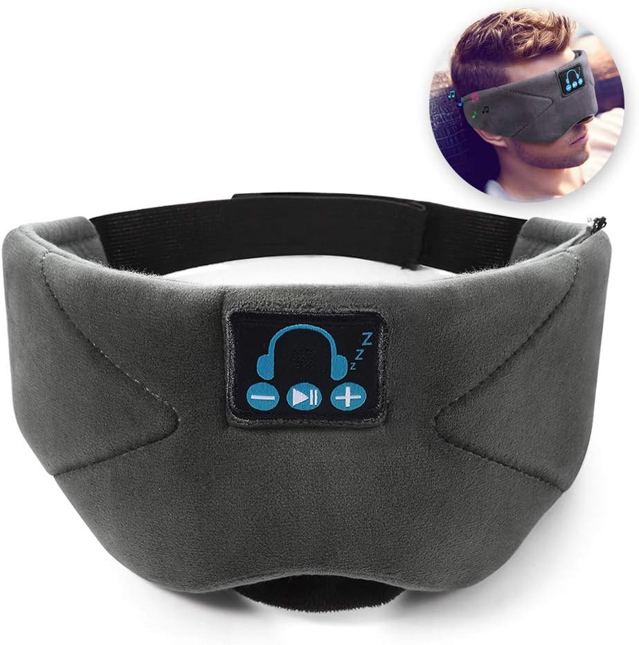 Nuduko Bluetooth Eye Mask, Bluetooth 5.0 Wireless Music Sleeping Eye mask Washable with Speakers Built-in, Hand-Free Call for Side Sleepers, Perfect for Travel & Sleeping