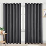 DWCN Blackout Curtains 90x90 Dark Grey 2 Panels Thermal Insulated Eyelet