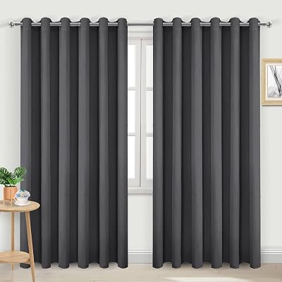 DWCN Blackout Curtains 90x90 Dark Grey 2 Panels Thermal Insulated Eyelet