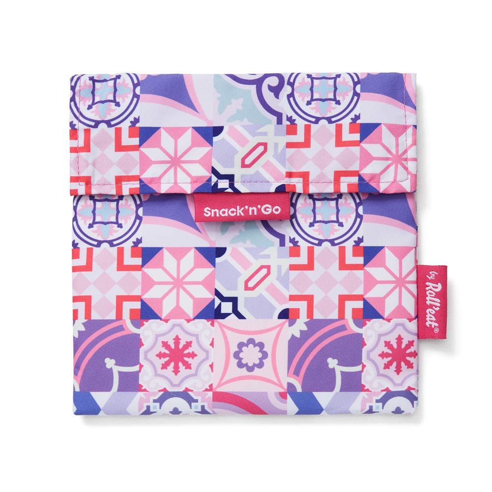Roll’eat® Snack'n’Go Patchwork | Reusable Snack Bag | Kids Snack Container | Eco-Friendly Food Bag | Pink Snack Holder