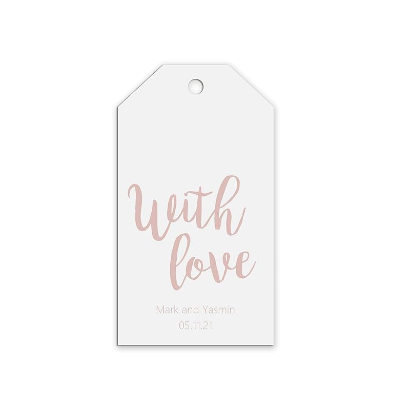 Rose gold effect Gift Tags 'With love' 5cm x 9cm White Card with