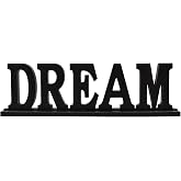 Dream Word Sign for Home Decor, Wooden Dream Block Letters Sign Rustic Tabletop Mantle Word Decor (Black Dream)