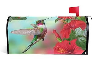 WOOR Spring Bird Hummingbird and Flowers Magnetic Mailbox Cover Oversized for Garden Yard Outdoor Decorations-25.5" x20.8
