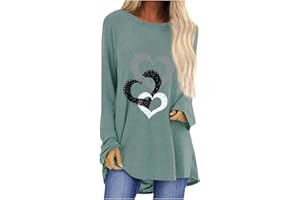 FARTEY Womens Tunics or Tops to Wear with Leggings Long Sleeve Loose Fit Fall Clothes Crewneck Gradient Comfy Shirts Blouses