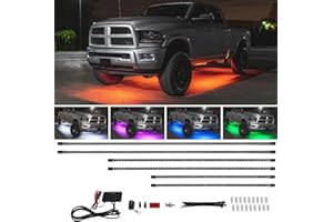 LEDGlow 6pc Multi-Color Truck Slimline LED Underbody Underglow Accent Neon Lighting Kit - 10 Solid Colors - 13 Unique Patterns - Music Mode - Water Resistant Tubes - Includes Control Box & Remote