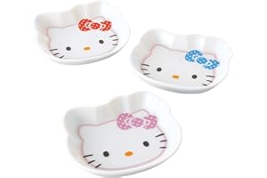 金正陶器(KANESHOTOUKI) Sanrio 501710 Hello Kitty Face Plate, Set of 3, 4.7 inches (12 cm)