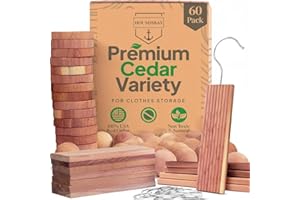 60 Variety Pack - Cedar For Closets - Cedar Balls For Clothes Storage - Cedar Closet Protection Cedar Hang-Ups - Natural Ceda