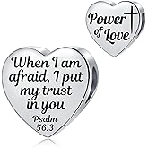 MiiFort Bible Verse Love Heart Charm fit Pandora Charms Bracelets Religion Birthday Bead Gift for Women Daughter Stainless Steel