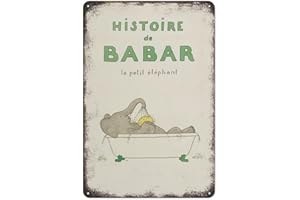 Babar Prend Son Bain of Vintage Babar The Elephant Art Sizes Metal Tin Sign Plaque Vintage Wall Room Gift Creative Novelty Ar