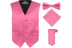 S.H. Churchill & Co. Boy's 4 Piece Vest Set, with Bow Tie, Neck Tie & Pocket Hankie