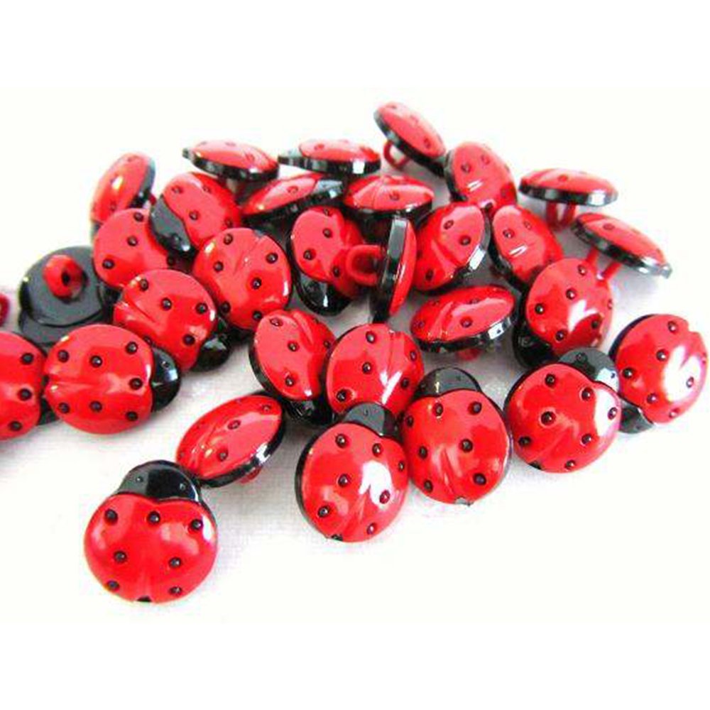 Happium Pack of 50 - Craft Ladybug Buttons 15mm (Red)