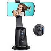 weini Auto Face Tracking Tripod 360 Rotation with Stand, No App, Phone Camera Stand with Gesture Control, Face Locking, One-Hand Place, Smart Shooting Holder for TikTok, Vlogging Kit, Black