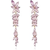 Fashion Rhinestone Statement Drop Dangle Earrings Dangling Sparkly Crystal Marquise Bridal Bridesmaid Wedding Earrings Long Chandelier Teardrop Earrings for Women Prom Party